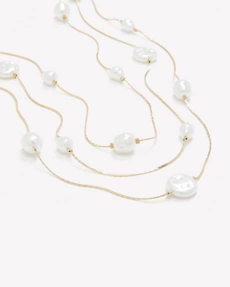 Collier court à trois chaînes avec perles