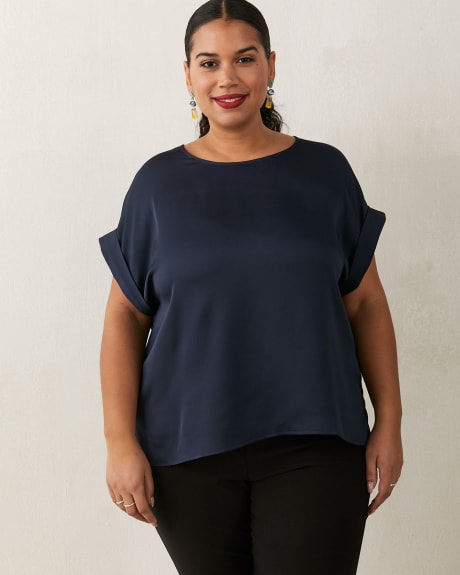 Short-Sleeve Blouse With Crew Neck