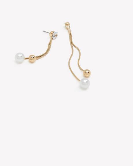 Golden Pearl Pendant Earrings