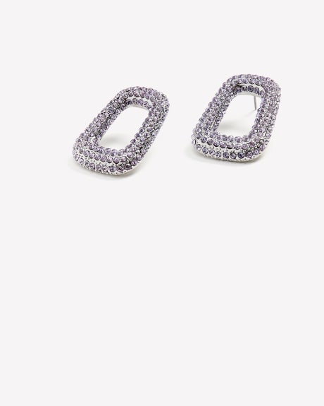 Chunky Square Earrings with Rhinestones