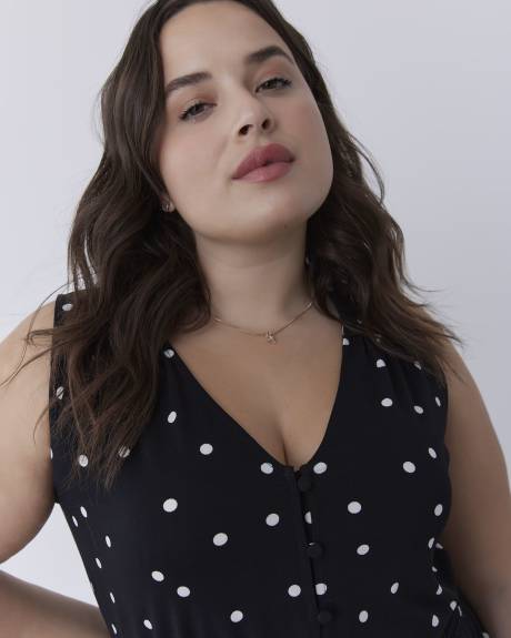 Robe imprimée sans manches avec taille élastique à smocks