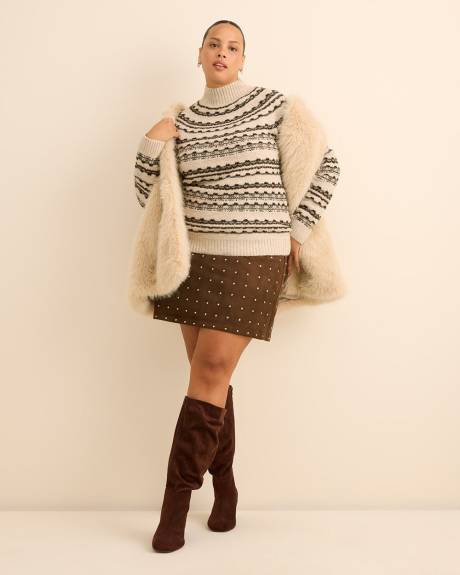 Brown Mock-Neck Fair Isle Sweater Brown Mock-Neck Fair Isle Sweater