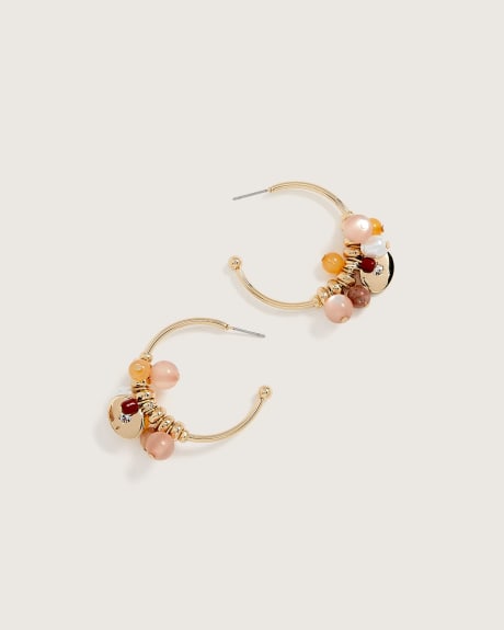 Golden Hoops with Coloured Beads