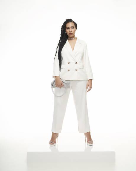 White Double-Breasted Blazer - Addition Elle