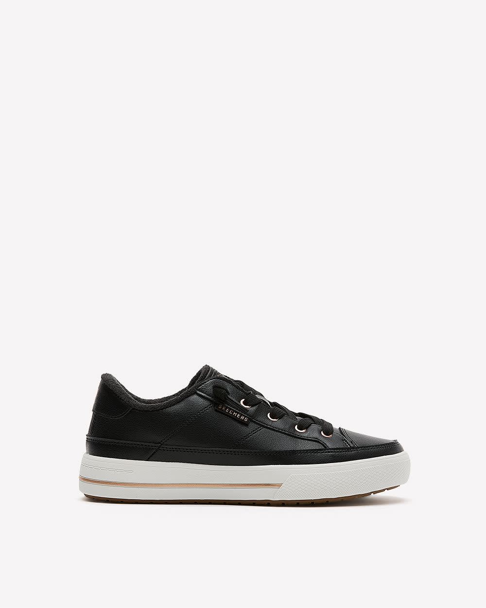 Wide Width, Black Faux-Leather Arch Fit Sneaker - Skechers