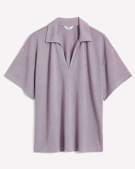 Short-Sleeve Polo Knit Top