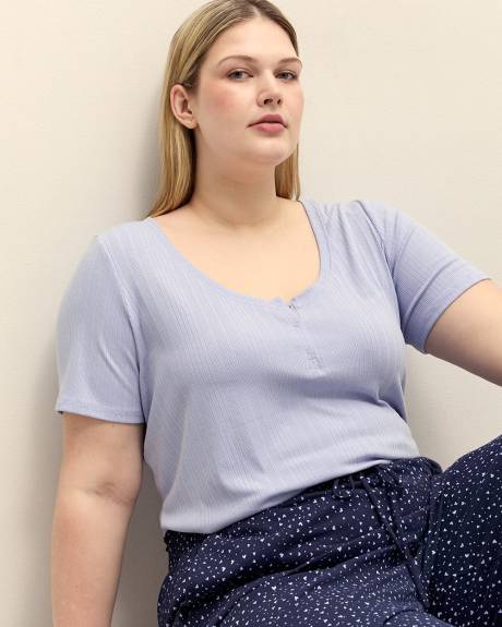 Round Neck Henley Pajama Top - ti Voglio
