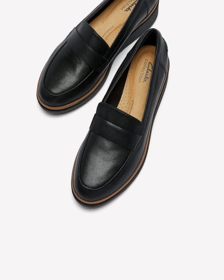 Wide-Width, Sharon Gracie Black Leather Loafers - Clarks