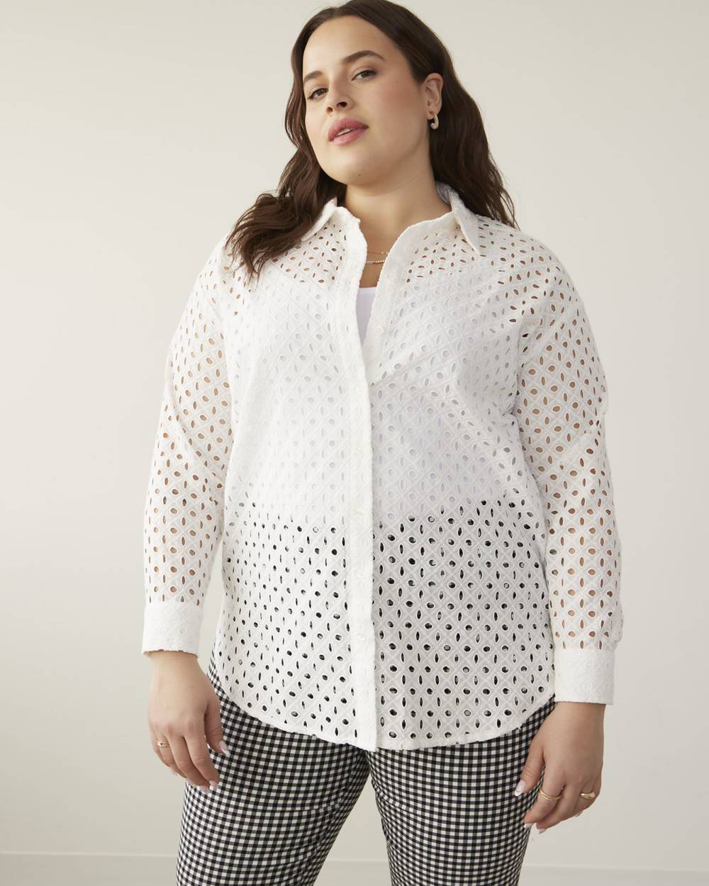 Plus size white tunic sales shirt
