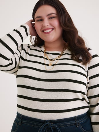 Long-Sleeve Crew-Neck Striped Top