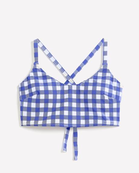 Gingham Longline Bikini Top