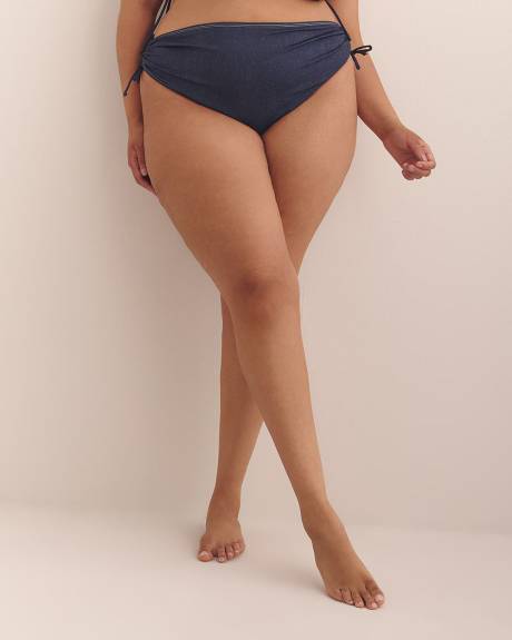 Dark Blue Luna High-Waisted Drawstring Swim Brief - Nana The Brand