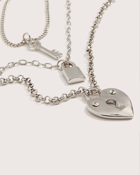 Three-Layer Necklace With Charms and Heart - In Every Story