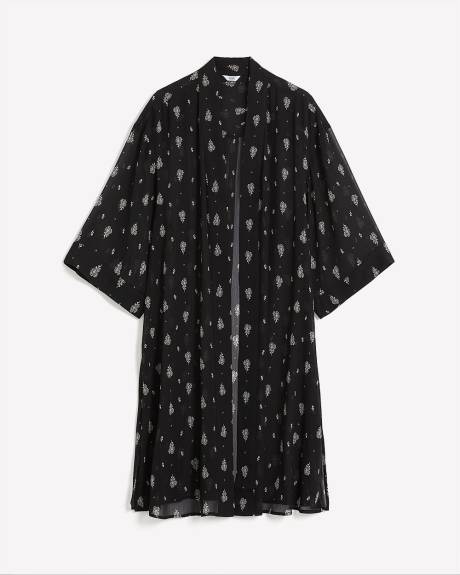 Printed Bracelet-Sleeve Kimono
