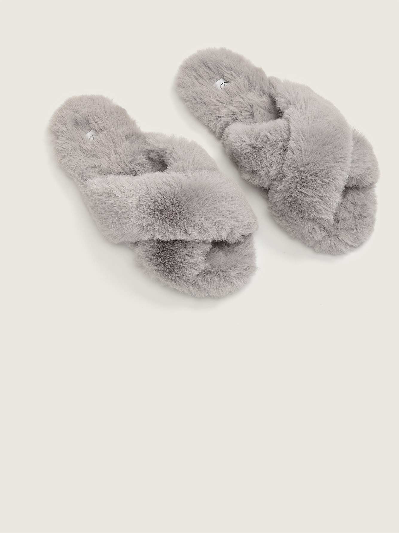 fur crossover slippers