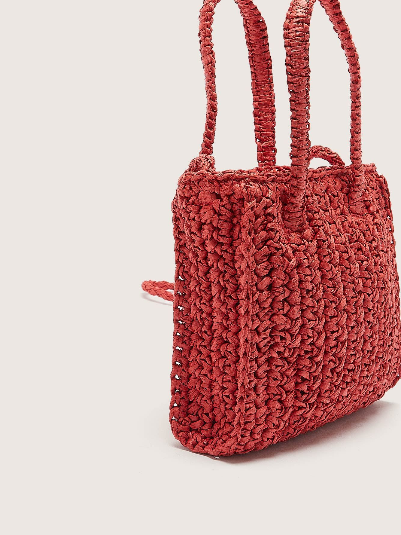 Red Mini Straw Satchel Handbag - Addition Elle