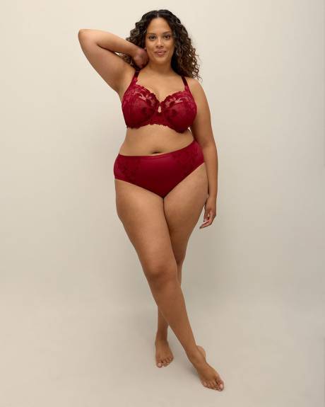 Red High-Cut Brief with Velvet Lace - Déesse Collection
