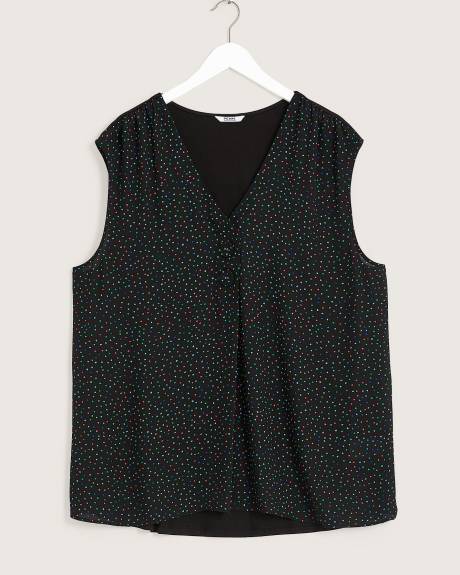 Responsible, Mixed Media Printed Blouse with Shirring Penningtons