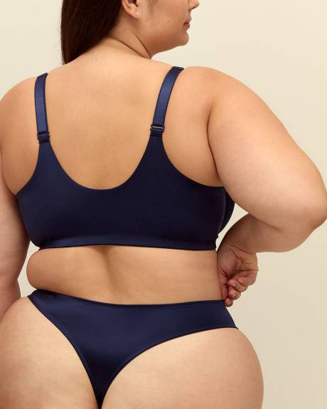 Blue Satin and Lace Thong - Déesse Collection