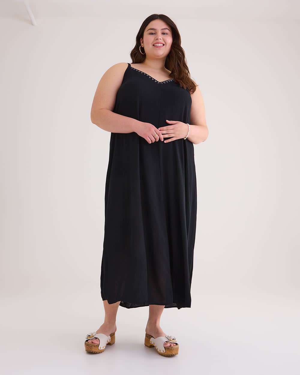 Sleeveless A Line Maxi Dress with Embroidery Penningtons