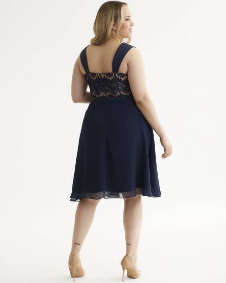 Eyelash Evie Dress with Lace Overlay - City Chic