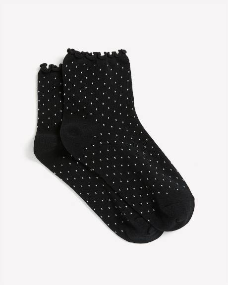 Chaussettes à bord ondulé, imprimé à pois