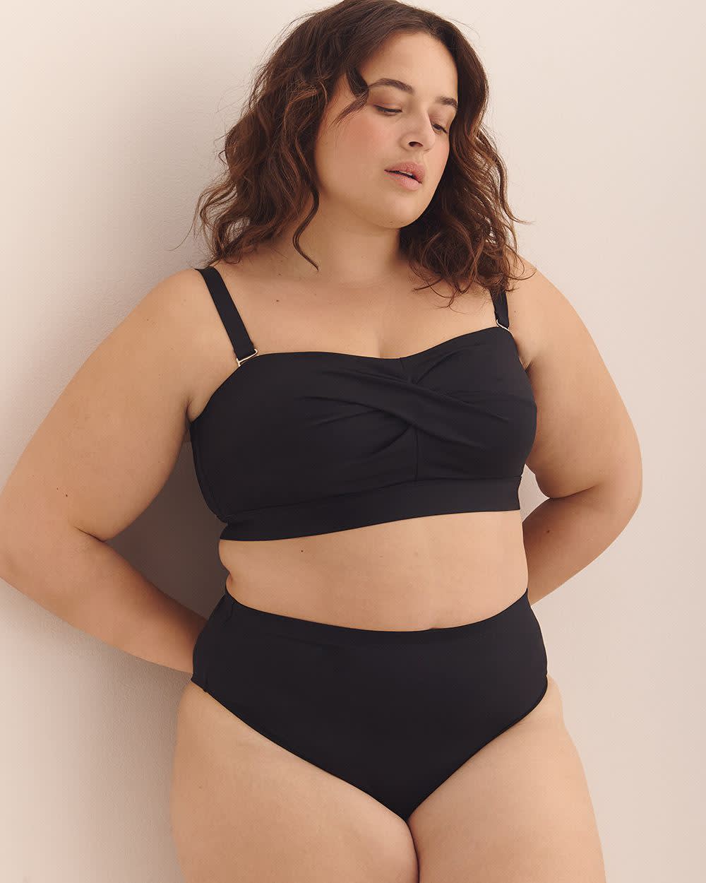Haut de bikini bandeau torsadé noir