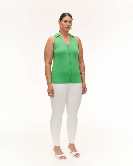 Halter Knit Top with Open Shirt Collar - Addition Elle