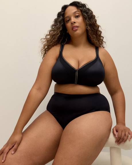 Black Wireless Padded T-Shirt Bra with Lace - ti Voglio