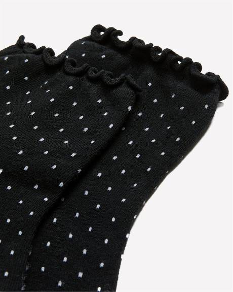 Chaussettes à bord ondulé, imprimé à pois