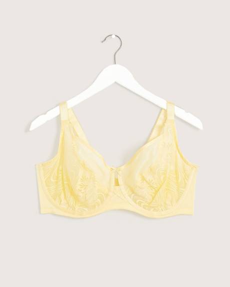 Soutien-gorge en dentelle unie avec mesh et boucle, avec armatures - Déesse Collection