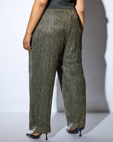 Meredith Shaw x PENN - Petite, Wide-Leg Metallic Pleated Pant