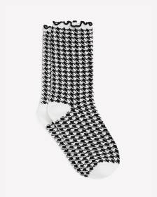 Chaussette à motif pied-de-poule et bord ondulé