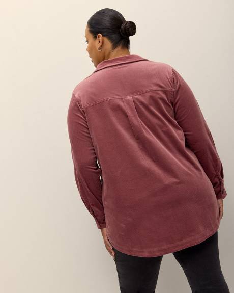 Corduroy Buttoned Down Shirt with Patch Pocket