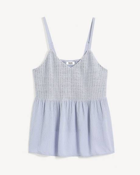 Mixed Media Sleeveless Crochet Blouse