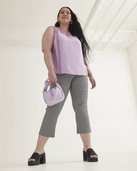 Sleeveless Long Split Neck Blouse