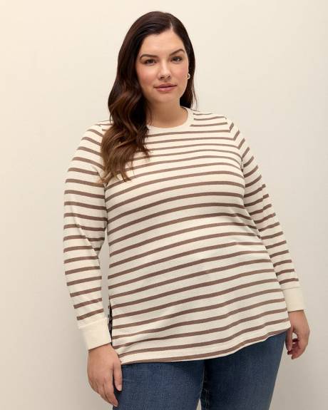 Striped Long-Sleeve Crewneck Tunic