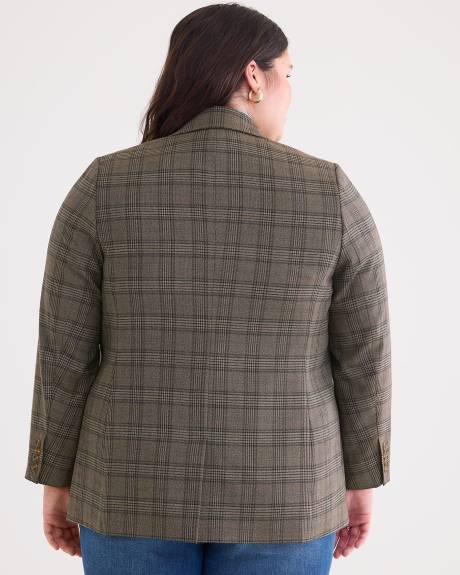 Long Plaid Blazer
