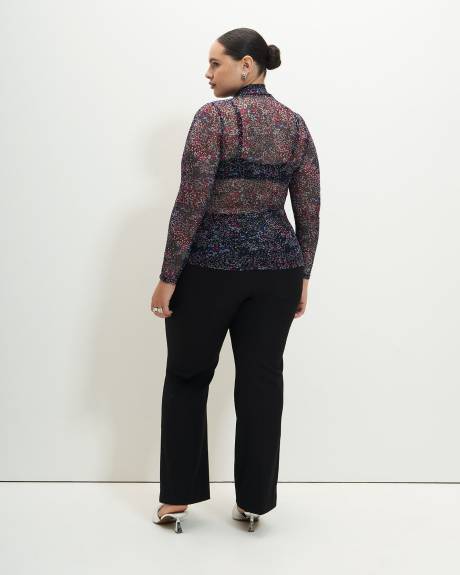 Mesh Knit Top with Mock Neckline - Addition Elle