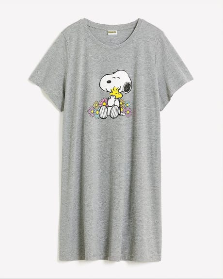 Short-Sleeve Sleepshirt with Snoopy Print - ti Voglio