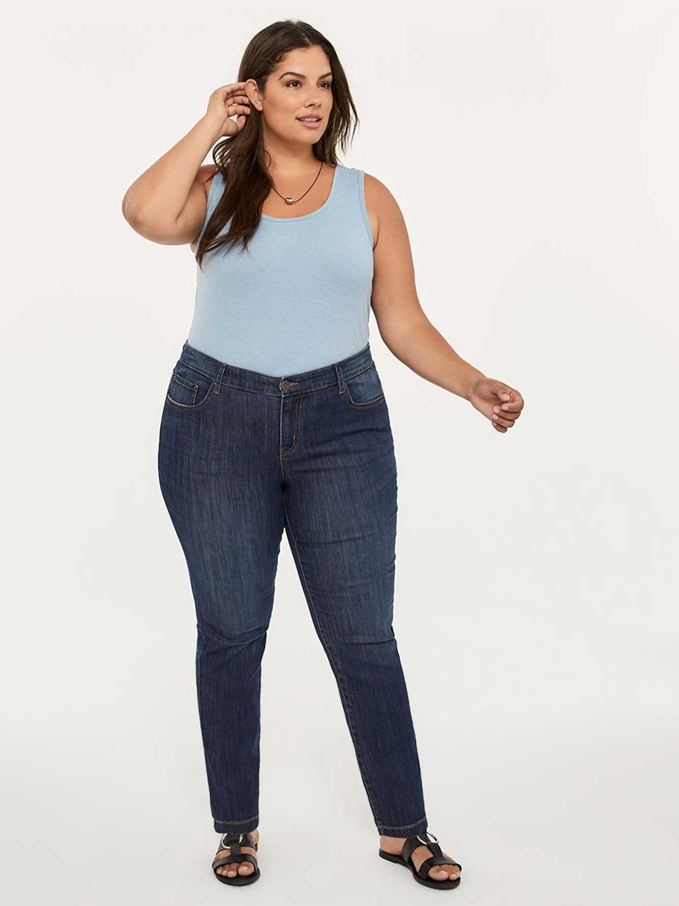 ONLINE ONLY Tall Slightly Curvy Fit Straight Leg Jean with Embroidery