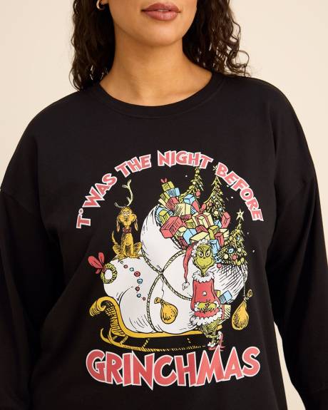 Pull noir à col rond avec imprimé du Grinch