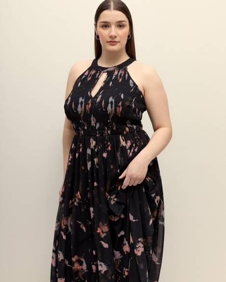Black Textured Halter Maxi Dress - Addition Elle