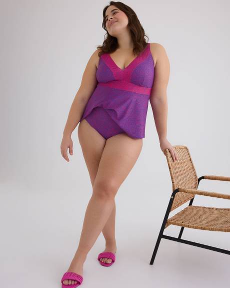 Two-Tone Ruffled Tankini