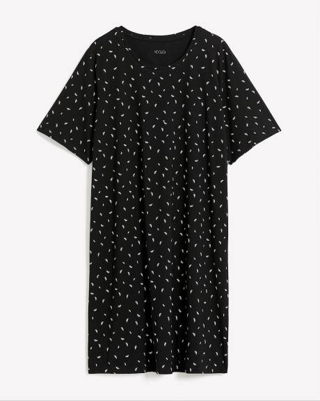 Chemise de nuit à motif de feuilles et manches mi-longues - ti VOGLIO