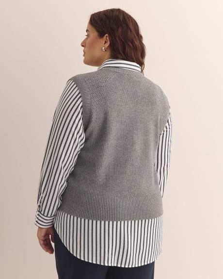 Veste en tricot à mailles torsadées, tissu responsable