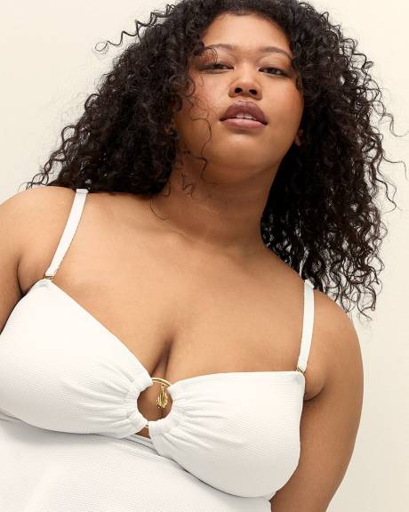 Tankini bandeau blanc texturé