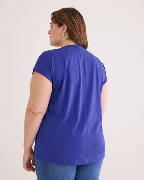 A-line Knit Top with Lace-Up V-Neck