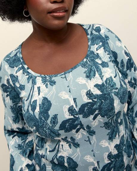 Smocked Back Blouse with Long Balloon Sleeves - Addition Elle