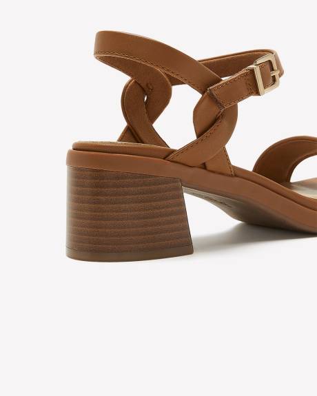 Wide Width, Tan Block-Heel Jaylan Ray Sandal - Clarks